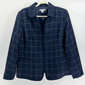 Pendleton Navy Wool Grid Plaid Blazer Jacket Size 14